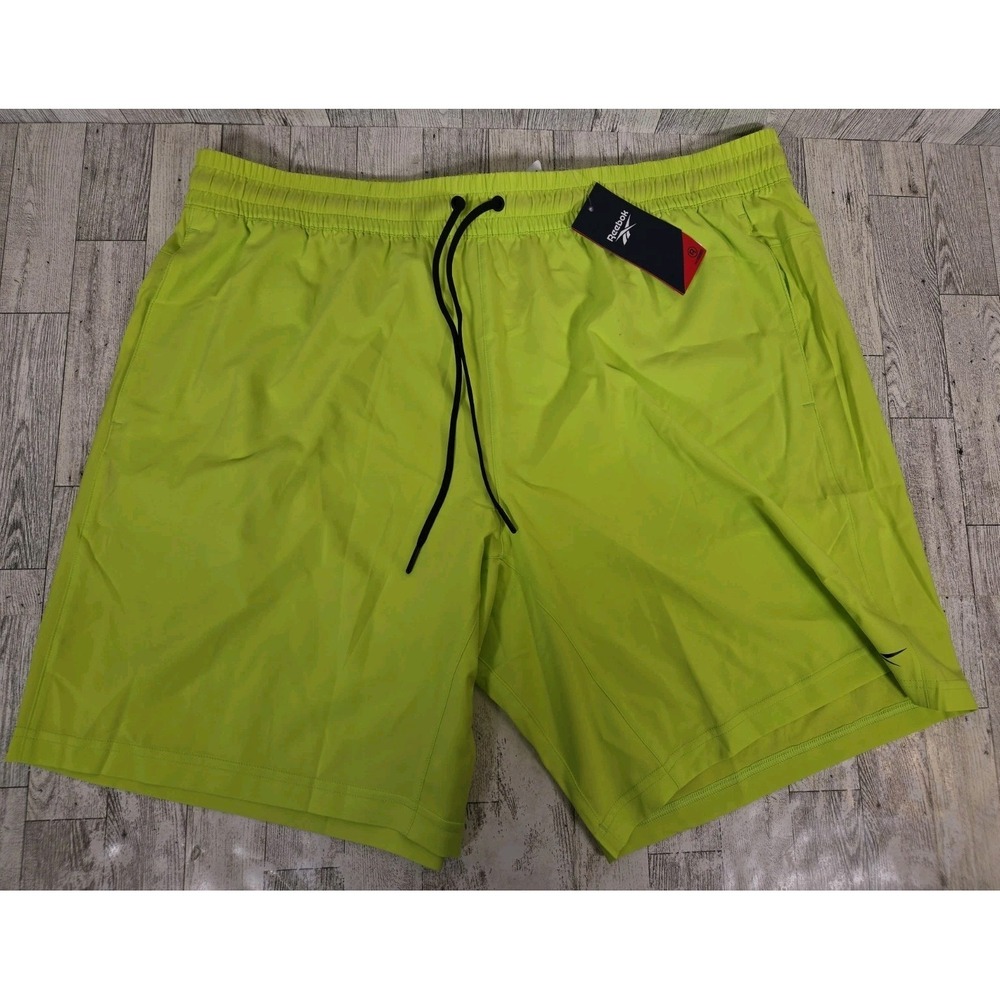 Reebok Mens Shorts 2XL Workout Laser Lime Woven Training NEW